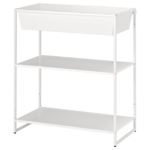 JOSTEIN Shelving unit with container, in/outdoor/metal white, 81x40x90 cm