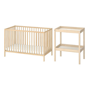 SNIGLAR 2-piece baby furniture set, beech, 60x120 cm