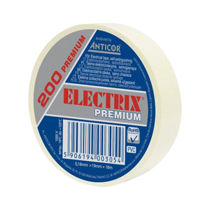 Electrix 200 Electrical Insulating Tape 0.18 mm x 19 mm x 18 m, white