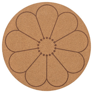 SVARTVIDE Place mat, cork/patterned flower, 35 cm