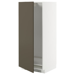 METOD High cabinet for fridge/freezer, white/Havstorp brown-beige, 60x60x140 cm