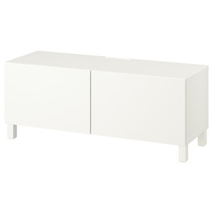 BESTÅ TV bench with doors, white/Lappviken/Stubbarp white, 120x42x48 cm