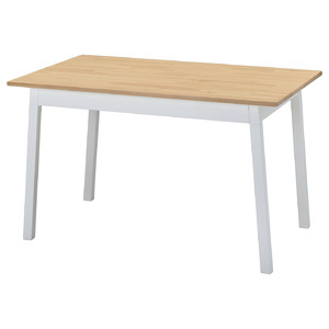 PINNTORP Table, light brown stained/white stained, 125x75 cm