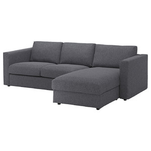 VIMLE 3-seat sofa, with chaise longue/Gunnared medium grey