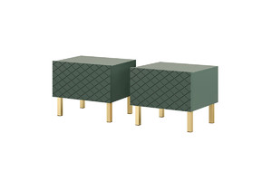 Set of 2 Nightstands Bedside Tables Scalia II 50, matt labrador, gold legs