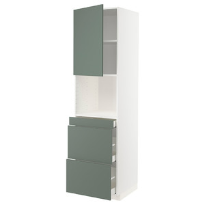 METOD / MAXIMERA Hi cab f micro combi w door/3 drwrs, white/Bodarp grey-green, 60x60x220 cm