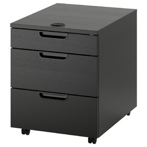 GALANT Drawer unit on casters, black stained ash veneer, 45x55 cm