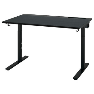 MITTZON Desk, black stained ash veneer/black, 120x80 cm