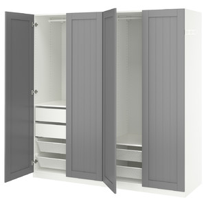 PAX / GULLABERG Wardrobe combination, white/grey, 200x60x201 cm