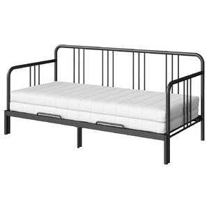 FYRESDAL Day-bed with 2 mattresses, black/Åfjäll medium firm, 80x200 cm