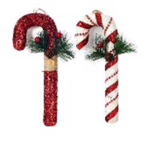 Christmas Decoration Candy Cane 15x23cm, glitter, 1pc, assorted colours