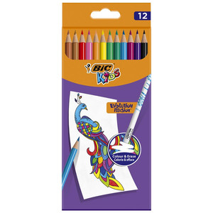 BIC Erasable Coloured Pencils Evolution Illusion 12 Colours