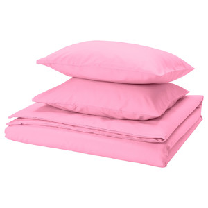 PILTANDVINGE Duvet cover and 2 pillowcases, light pink, 200x200/50x60 cm