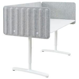 BEKANT Desk with screen, white/grey, 160x80 48 cm