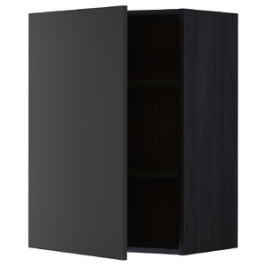 METOD Wall cabinet with shelves, black/Nickebo matt anthracite, 60x80 cm