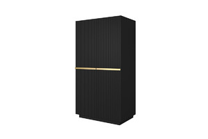 Wardrobe Nicole 100 cm, matt black, gold handles