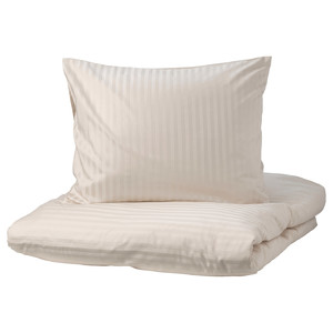 NATTJASMIN Duvet cover and 2 pillowcases, light beige, 200x200/50x60 cm
