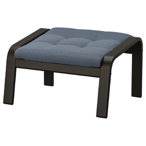 POÄNG Footstool, black-brown/Gunnared blue