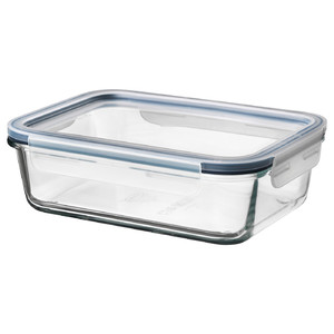 IKEA 365+ Food container with lid, rectangular, glass, plastic, 21x15 cm