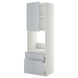 METOD / MAXIMERA Hi cab f ov w dr/2 frnt/1 m/1 h drw, white/Veddinge grey, 60x60x200 cm