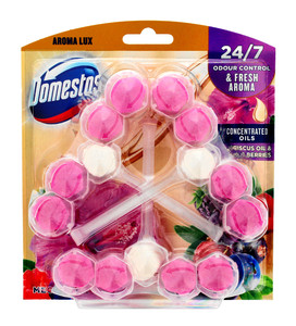 Domestos Aroma Lux Toilet Freshener Hibiscus Oil & Wild Berries 3x55g