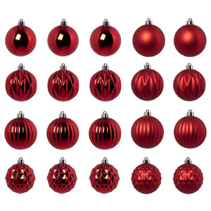 VINTERFINT Tree ornament in bag, set of 20, bauble red, 7 cm