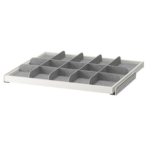 KOMPLEMENT Pull-out tray with divider, white, light grey, 75x58 cm
