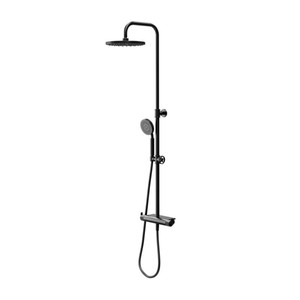 GoodHome Shower Set with thermostatic mixer tap Selenga, matt black