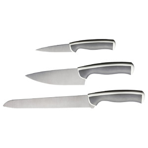 ÄNDLIG 3-piece knife set, light grey, white