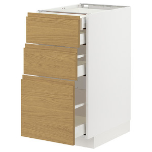 METOD / MAXIMERA Base cb 3 frnts/2 low/1 md/1 hi drw, white/Voxtorp oak effect, 40x60 cm