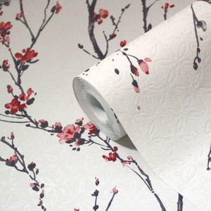 GoodHome Vinyl Wallpaper on Fleece Teff, pink flowers