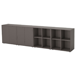 EKET Cabinet combination with feet, dark grey/dark grey, 280x35x72 cm