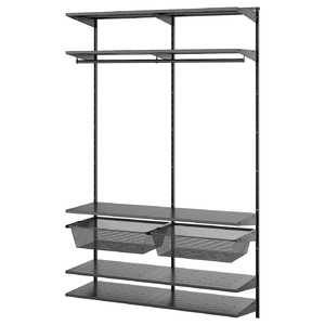 BOAXEL Wardrobe combination, anthracite/metal, 125x40x201 cm