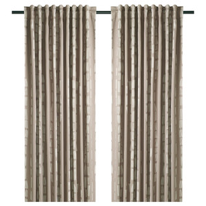 HÄCKBERBERIS Room darkening curtains, 1 pair, beige, 145x300 cm