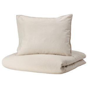 ÄNGSLILJA Duvet cover and 2 pillowcases, light grey-beige, 200x200/50x60 cm