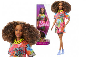 Barbie Doll, Brunette With Graffiti Dress, Barbie Fashionistas HPF77 3+