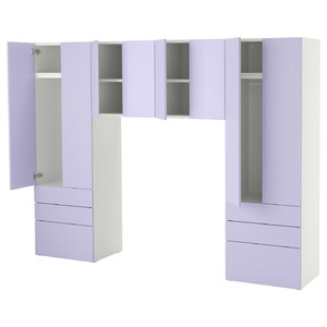 SMÅSTAD / PLATSA Storage combination, white/lilac, 240x42x181 cm
