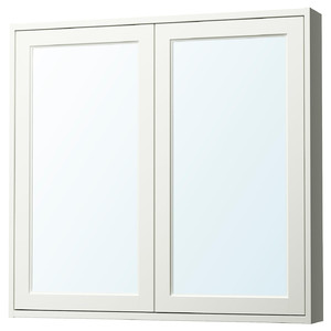 TÄNNFORSEN Mirror cabinet with doors, white, 100x15x95 cm