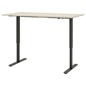 TROTTEN Desk sit/stand, beige/anthracite, 160x80 cm