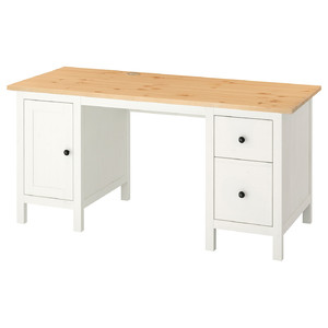 HEMNES Desk, white stain/light brown, 155x65 cm