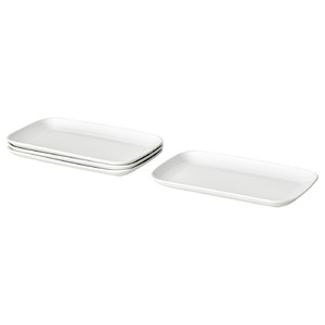 GODMIDDAG Plate, white, 18x30 cm, 4-pack