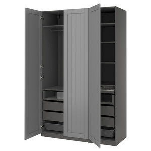 PAX / GULLABERG Wardrobe combination, dark grey/grey, 150x60x236 cm