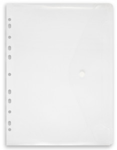 Document Envelope Pocket Wallet File with Button Penmate A4, transparent