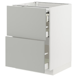 METOD / MAXIMERA Bc w pull-out work surface/3drw, white/Havstorp light grey, 60x60 cm