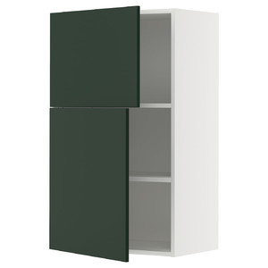 METOD Wall cabinet with shelves/2 doors, white/Havstorp deep green, 60x100 cm