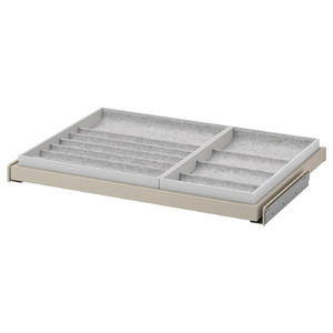 KOMPLEMENT Pull-out tray with insert, beige/light grey, 75x58 cm
