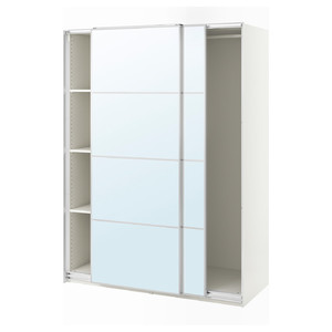 PAX / AULI Wardrobe with sliding doors, white/mirror glass, 150x66x201 cm