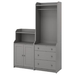 HAUGA Storage combination, grey, 139x46x199 cm