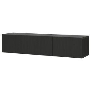BESTÅ TV bench with doors, black-brown, Lappviken black-brown, 180x42x38 cm