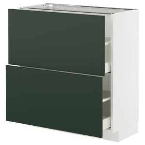 METOD / MAXIMERA Base cabinet with 2 drawers, white/Havstorp deep green, 80x37 cm